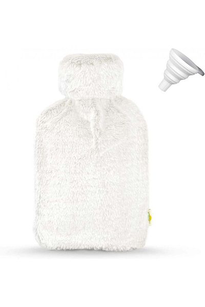BetterDay® BetterDay® hot water bottle set with cover, rubber/textile, white, 2 L