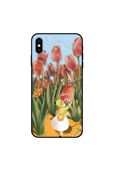 Covernex غطاء حماية لهاتف iPhone XS MAX بطبعة فتاة وزهور التوليب