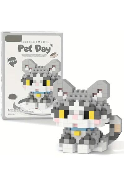 MEKANSM | Petday | Duman Pati Kendin Yap – American Shorthair Kedi Sevimli 3D Yapboz Mini BlokSet(251 Parça)