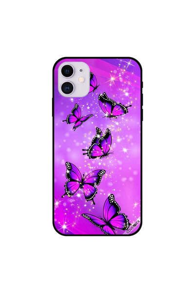 Covernex غطاء حماية لجهاز iPhone 11 بنقشة فراشات باللونين الأسود والوردي