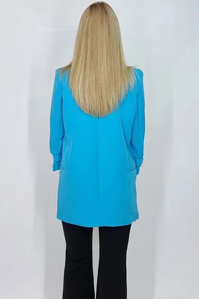 FashionForYou Jachetă casual BLUMY, lungime medie cu clapete, Albastru deschis, Mărime XL/2XL, XL/2XL