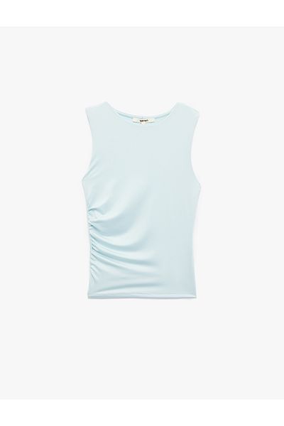 Koton Slim Fit Crew Neck Draped Sleeveless T-Shirt
