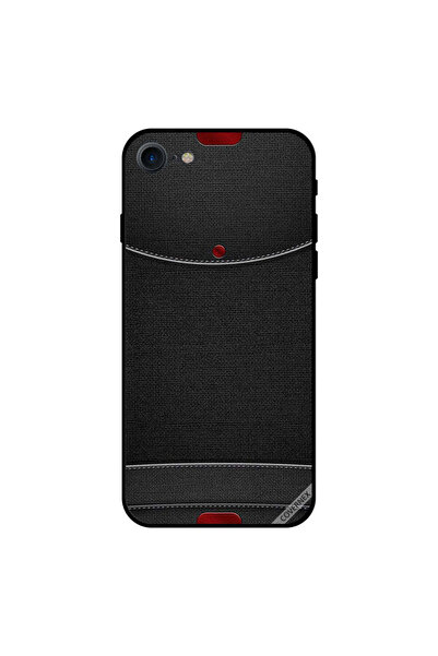 Covernex غطاء حماية لجهاز iPhone 8 بأزرار حمراء على نمط جلد أسود