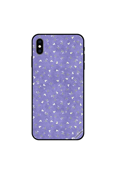 Covernex غطاء حماية لهاتف iPhone XS MAX بقلوب بيضاء وزهور زرقاء
