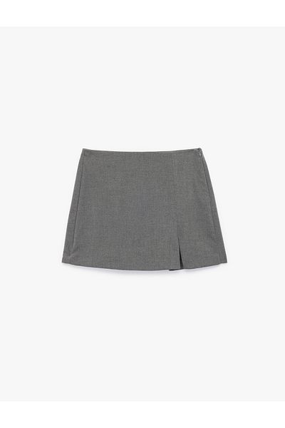 Koton Standard Waist Zippered Viscose Blended Mini Shorts Skirt