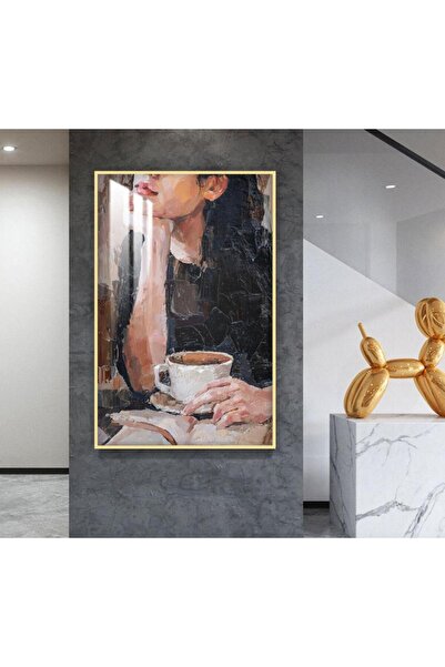 4gdran لوحة جدارية خشبية بتصميم فتاة مع برواز ذهبي و طبقة من الاكرليك الشفاف