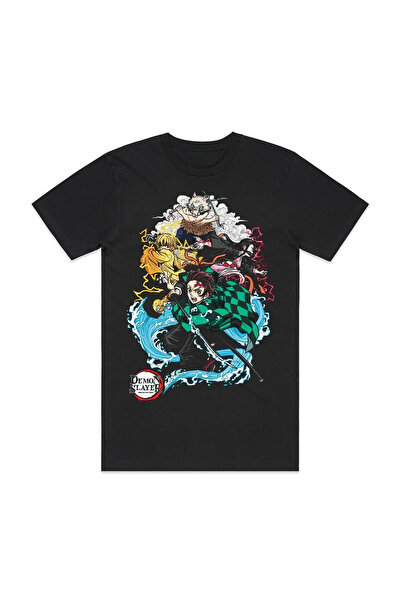 Flood Of Style تي شيرت رجالي منقوش عليه رسوم متحركة للجنسين قاتل الشياطين الي...