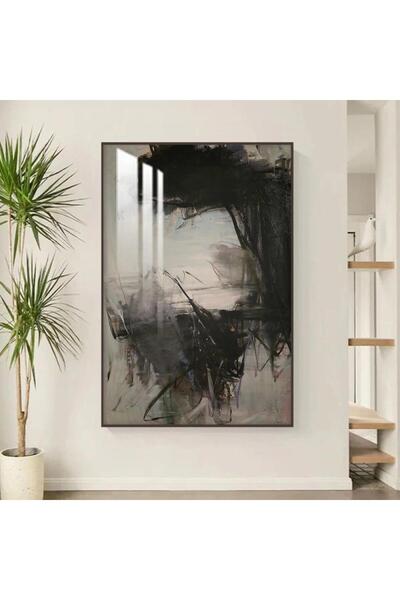 Marktna لوحة جدارية خشبية بتصميم الفن التجريدي مع برواز بني و طبقة من الاكرلي...