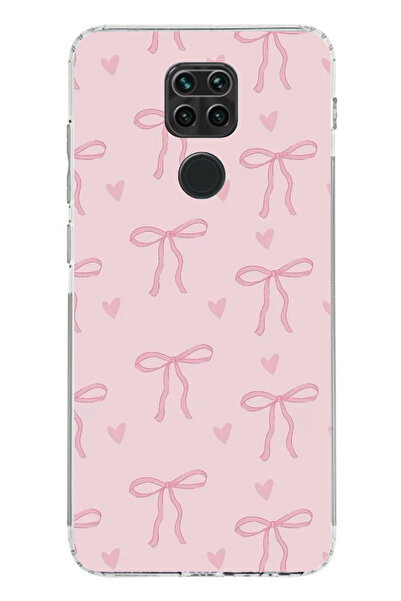 TechTree Redmi Note 9 Uyumlu Pembe Kalpli Fiyonklar Şeffaf Silikon Kılıf