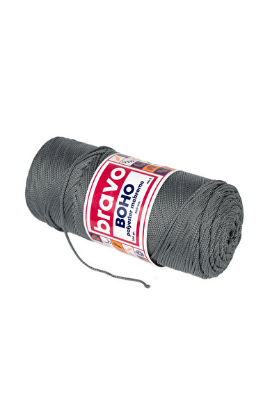 Bravo Boho Polyester Macrame Yarn 1, 5 mm 200 Gr 300 Meters No: 3 (Color Code: 64) Gray