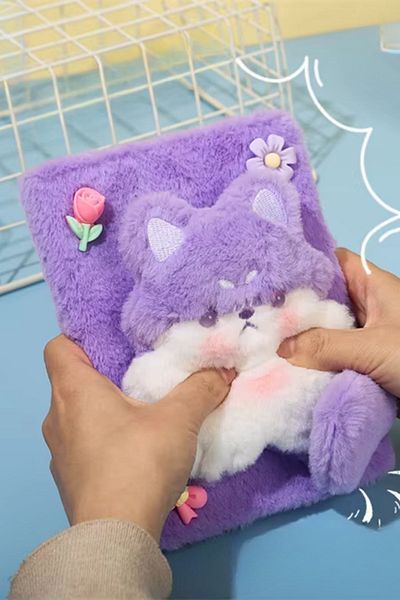 Ecrou Plush Cute Figured Notebook Purple
