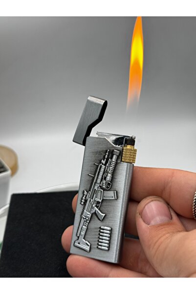 NikaŞ Özel Seri Gümüş Renk Metalik Kabartmalı GazlıÇakmak