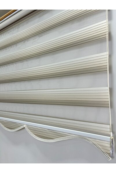 Binbirperde Dilimli Pileli İki Renk-Beyaz-Krem Ev-Ofis Perdesi Aluminyum Sistem