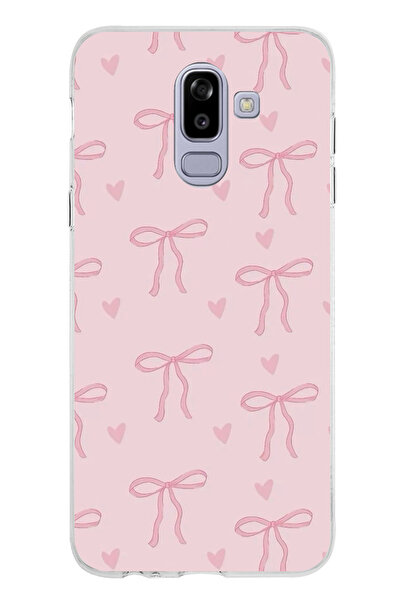 TechTree Samsung Galaxy J8 - A6 PLUS Uyumlu Pembe Kalpli Fiyonklar Şeffaf Silikon Kılıf