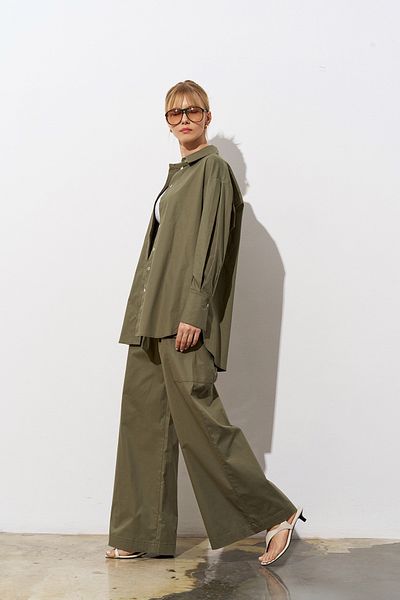 Merve DAĞLI Pulse Poplin Khaki Shirt