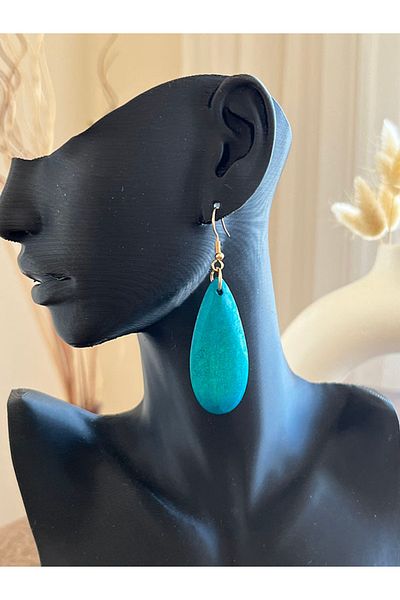 Büyük Hanım Wooden Colorful Drop Model Earrings