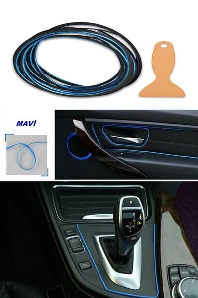 Midkan Trim Corded New Car Interior Rope Strip Herringbone Nickel Plated 5 Meters Chrome Blue