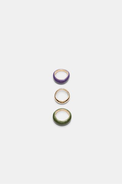 Stradivarius Set of 3 contrast enamelled rings