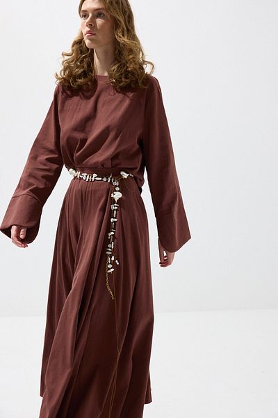 KUAD Cotton Crop Blouse with Copper Cuffs