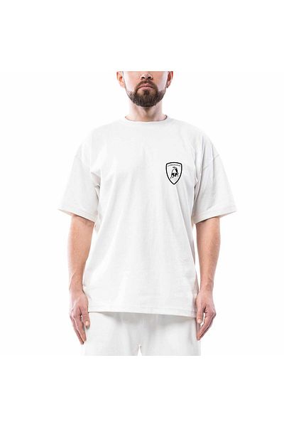 Z zepplin Λάμπροργκιν Λογότυπο Μαύρο Oversize Λευκό T-Shirt