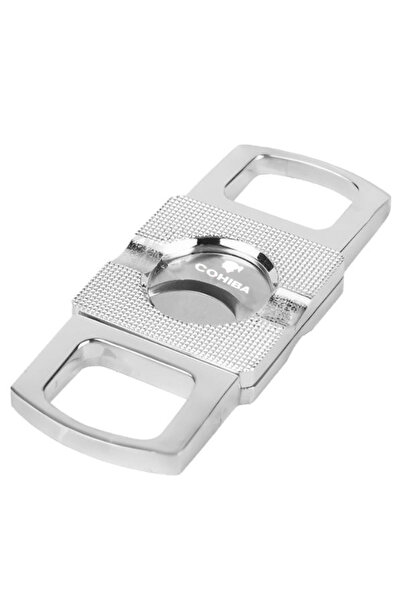 COHİBA Cohiba Gümüş Düz Çizgi Detaylı Metal Puro Makası Kesici