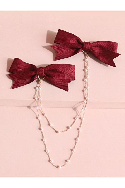 Shiklik MODA Cataramă cu fundă din satin cu lanț de perle pentru femei