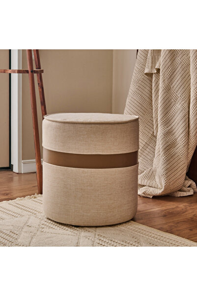 Just Home Latte Puf - Krem / Kahverengi - 42x40x40 cm