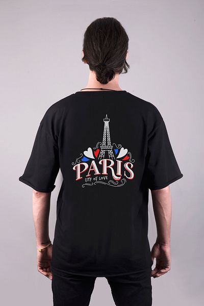 sielta Tricou negru cu mânecă scurtă oversize cu imprimeu Turnul Eiffel Paris