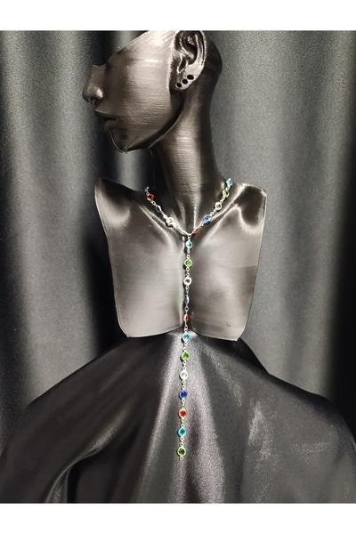 Store 14 K Yuvarlak Renkli̇ Taşli Y Kolye