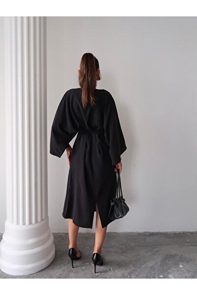 Paw Garage Women's Amelia Modal Cupra Waist Belted Bat Sleeve Dress