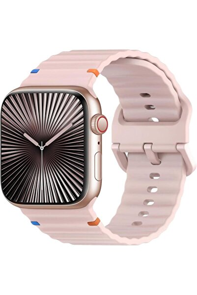 Alstrap Apple Watch 4 5 6 7 8 9 10 Se Ultra Uyumlu 44 45 46 49mm Dalgalı Tasa...