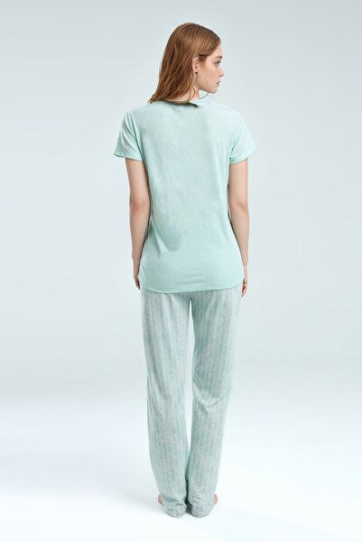 Pierre Cardin Women's Short Sleeve V Neck Mint Viscose Pajamas Set Q9P0K7C5K