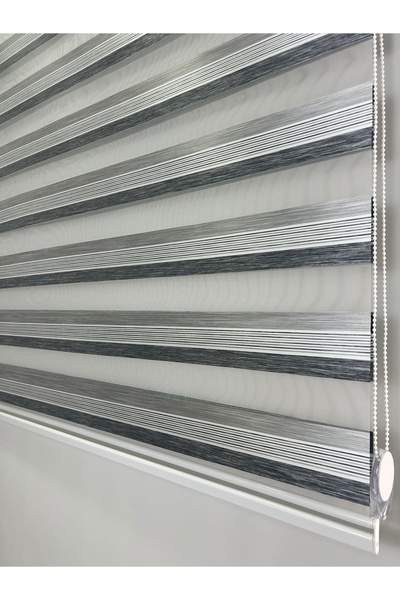 Binbirperde İki Renk-Siyah-Gri Ev-Ofis Perdesi Aluminyum Sistem Düz