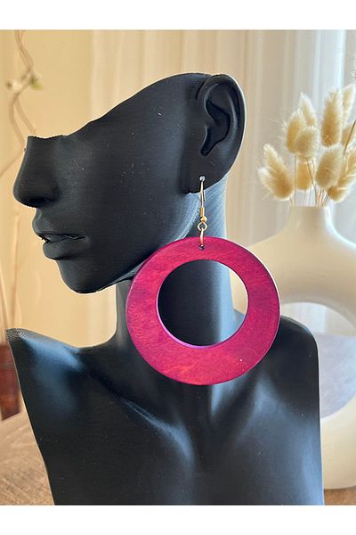Büyük Hanım Wooden Colorful Chunky Style Earrings