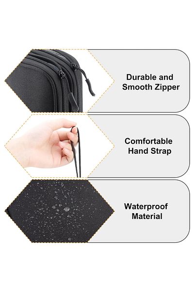 OEM Portable and Waterproof Case for Cables and Electronics, Black