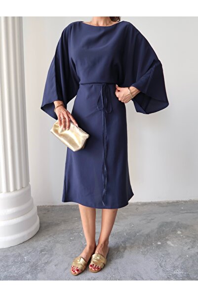 Paw Garage Γυναικείο φόρεμα Amelia Modal Cupra με μανίκια με λουράκια στη μέση