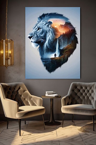 özkacar TABLOU CANVAS LEU RECOMPENSATOR, DECORATIV PENTRU ACASA, PERETE, SALO...