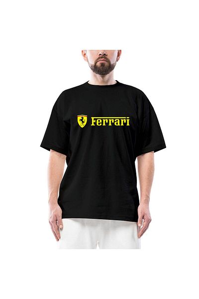 Z zepplin Μαύρο μπλουζάκι με λογότυπο Ferrari με χρυσό κείμενο Oversize