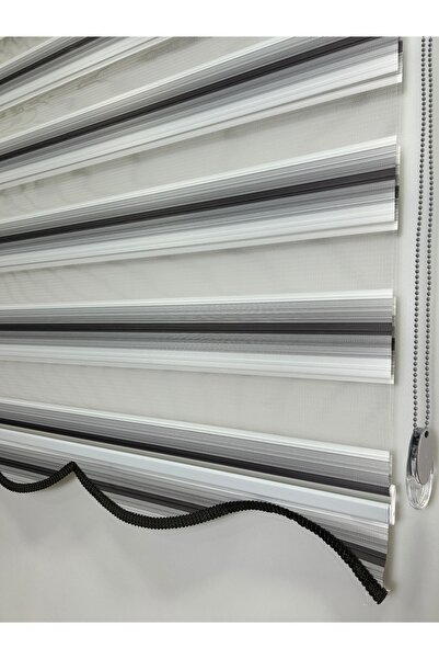 Binbirperde Dilimli Pileli İki Renk-Gri-Siyah Ev-Ofis Perdesi Aluminyum Sistem