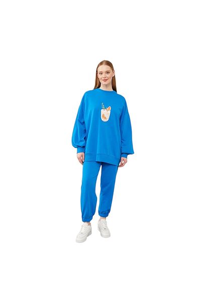 Levidor Sports Suit with Embroidered Stone Printed Trousers on the Front