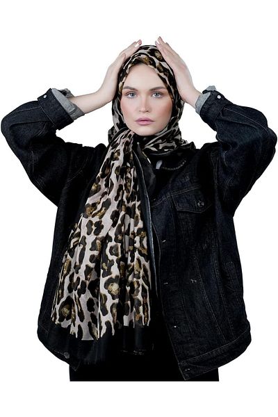 AMICA Leopard Print Hijab Soft Scarf For Women In Natural Fiber