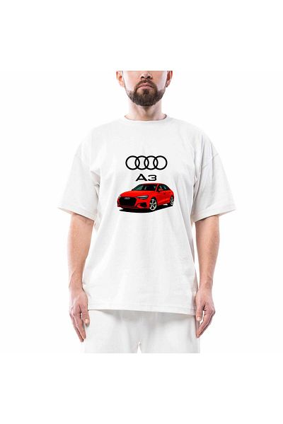 Z zepplin Audi A3 Text Logo Oversize White T-Shirt
