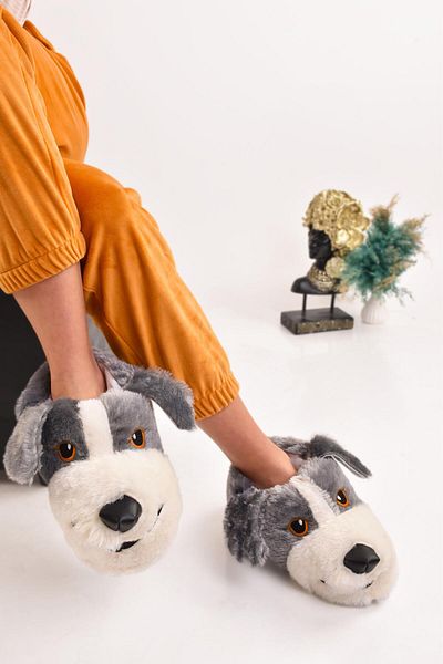 Peta Unisex Dog Figured Λούτρινες Παντόφλες Home Παντόφλες Home Boots
