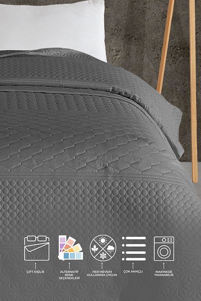 Elart Doremi Bedspread Double (200X220 cm) Anthracite