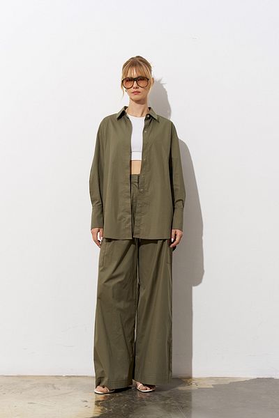 Merve DAĞLI Pulse Poplin Khaki Shirt