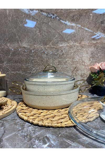Elvira Granite 2-Piece Oblate Pot (24-28 cm) Cream