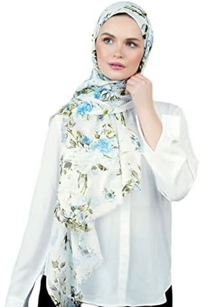 AMICA Floral Printed Scarf In Blue, Standard