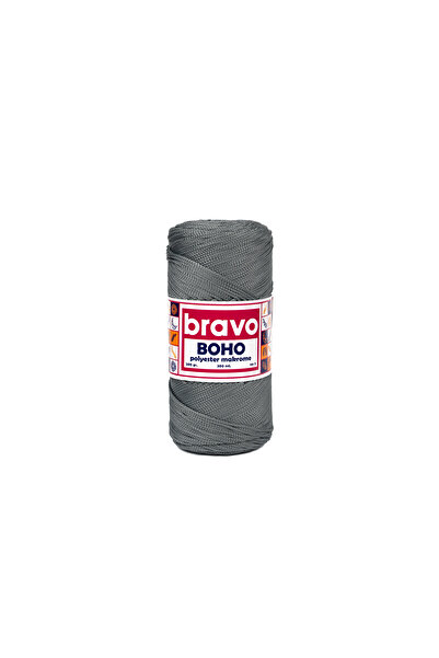 Bravo Boho Polyester Macrame Yarn 1, 5 mm 200 Gr 300 Meters No: 3 (Color Code: 64) Gray