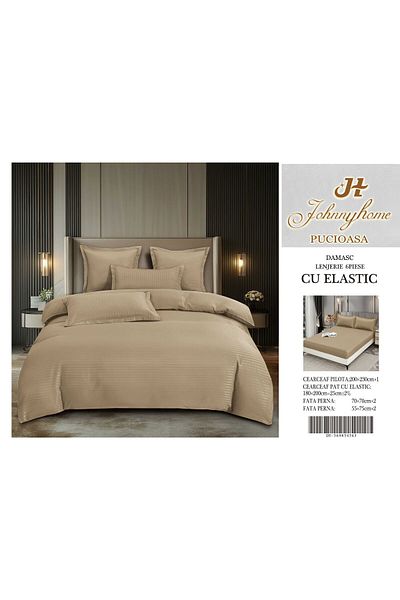 CHIRASO CHIRASO Linen, DAMASK, ELASTIC Sheet 180X200+25cm, Duvet Sheet 200x230cm and 4 Pillowcases