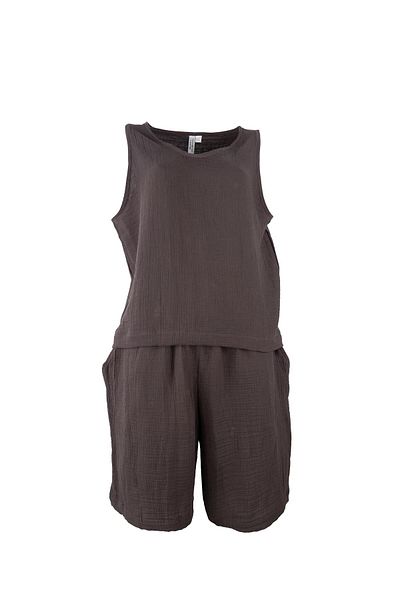 Baveno Natural Muslin Fabric Casual Women's Shorts Set Baveno